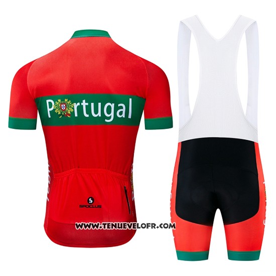 2019 Maillot Ciclismo Portugal Vert Rouge Manches Courtes et Cuissard